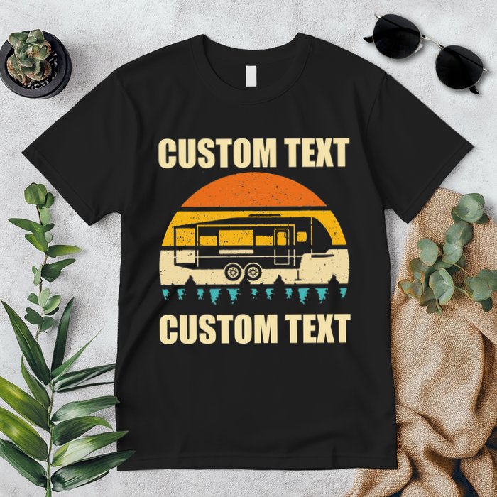 Custom Camper Rv Camping Road Trip Personalize Text Premium T-Shirt