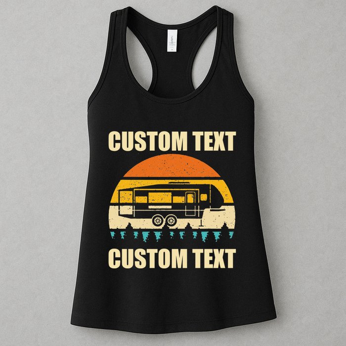 Custom Camper Rv Camping Road Trip Personalize Text Womens Tank Top