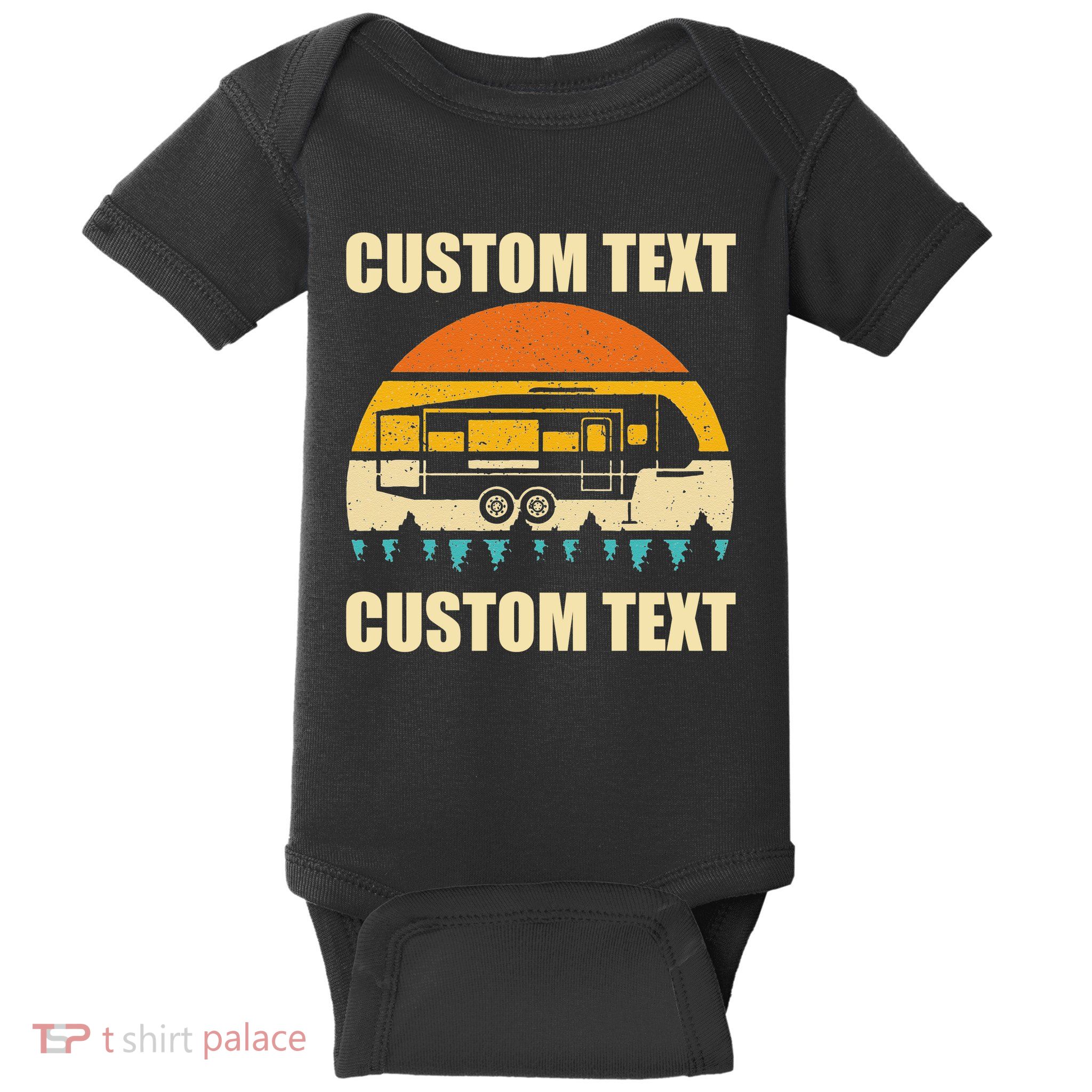 Custom Camper Rv Camping Road Trip Personalize Text Baby Bodysuit