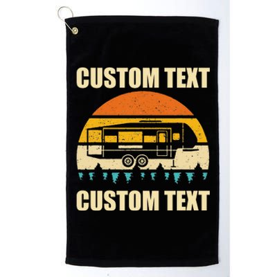 Custom Camper Rv Camping Road Trip Personalize Text Platinum Collection Golf Towel