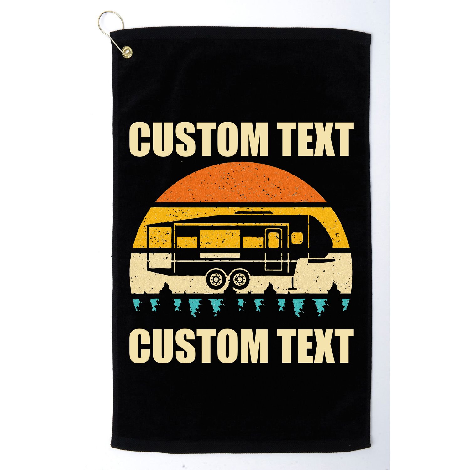 Custom Camper Rv Camping Road Trip Personalize Text Golf Towel