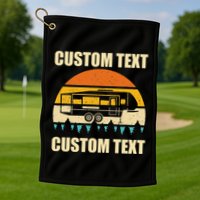 Custom Camper Rv Camping Road Trip Personalize Text Golf Towel