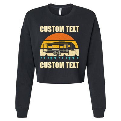 Custom Camper Rv Camping Road Trip Personalize Text Cropped Pullover Crew