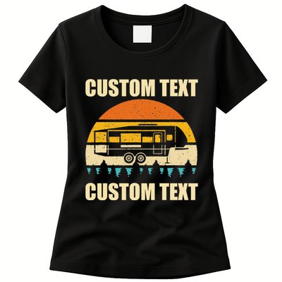 Custom Camper Rv Camping Road Trip Personalize Text Womens T-Shirt