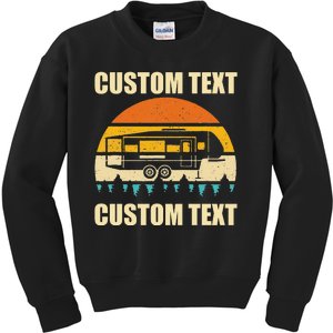 Custom Camper Rv Camping Road Trip Personalize Text Kids Sweatshirt