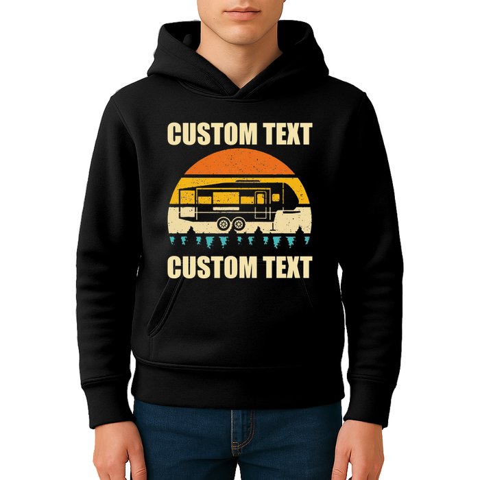 Custom Camper Rv Camping Road Trip Personalize Text Kids Hoodie