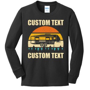 Custom Camper Rv Camping Road Trip Personalize Text Kids Long Sleeve Shirt