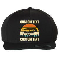 Custom Camper Rv Camping Road Trip Personalize Text Wool Snapback Cap