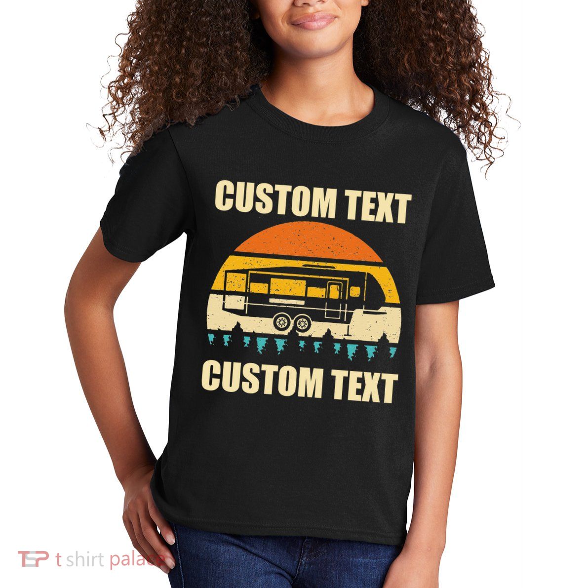 Custom Camper Rv Camping Road Trip Personalize Text Kids T-Shirt