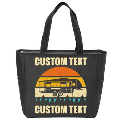 Custom Camper Rv Camping Road Trip Personalize Text Zip Tote Bag