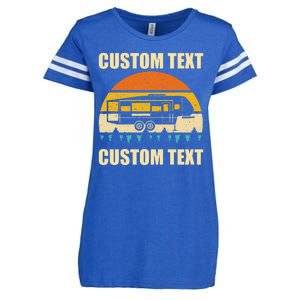 Custom Camper Rv Camping Road Trip Personalize Text Enza Ladies Jersey Football T-Shirt