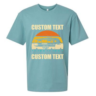 Custom Camper Rv Camping Road Trip Personalize Text Sueded Cloud Jersey T-Shirt