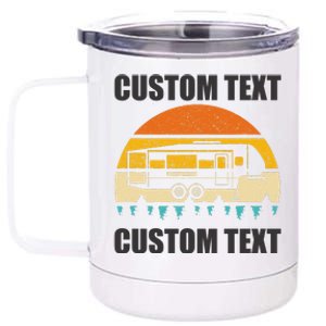 Custom Camper Rv Camping Road Trip Personalize Text 12 oz Stainless Steel Tumbler Cup