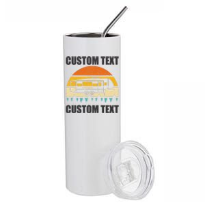 Custom Camper Rv Camping Road Trip Personalize Text Stainless Steel Tumbler