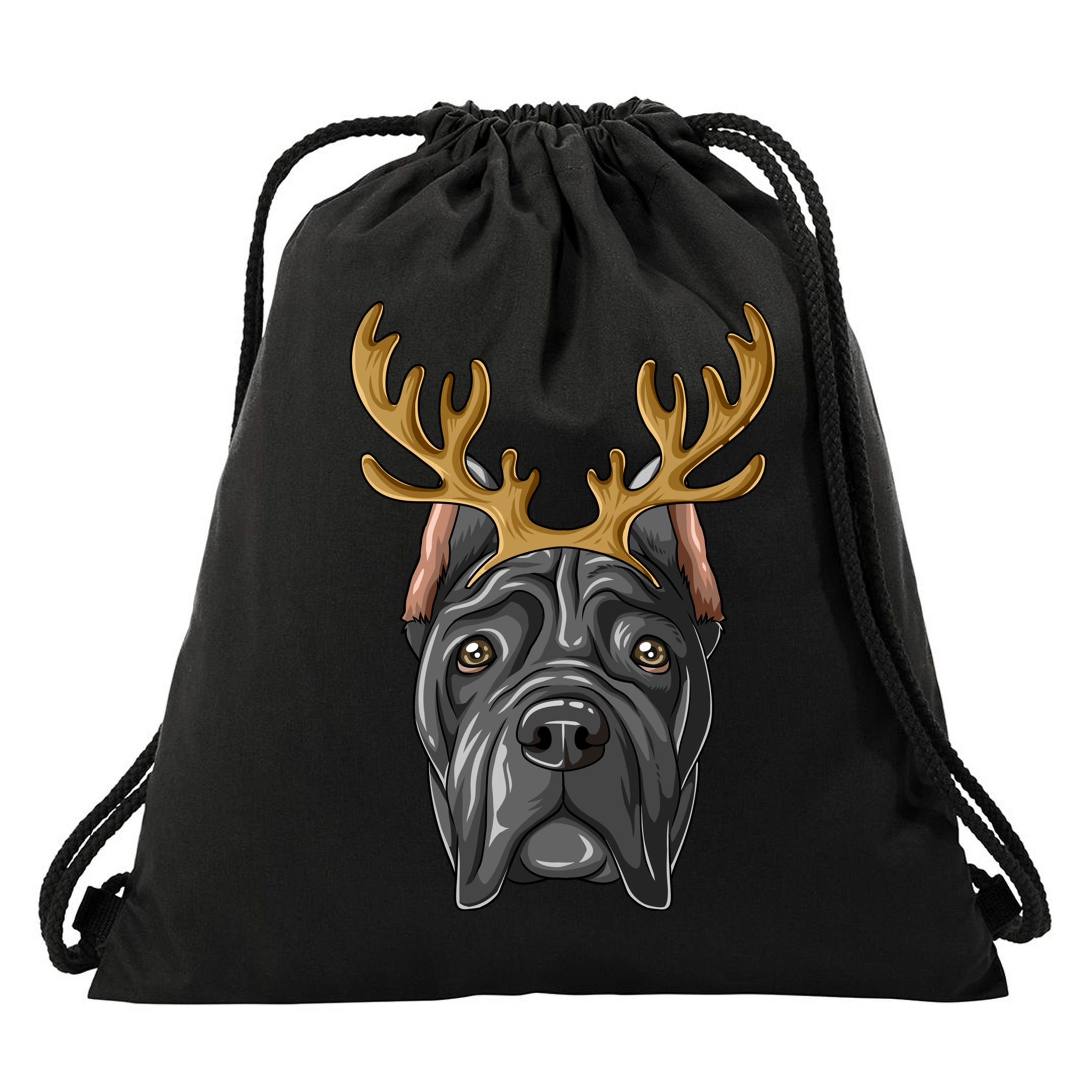 Cane Corso Reindeer Antlers Christmas Cane Corso Gift Drawstring Bag