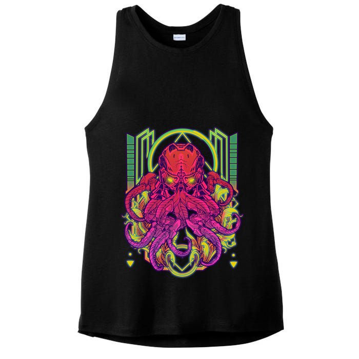 Cool Cybernetic Robot Octopus Squid Ladies PosiCharge Tri-Blend Wicking Tank