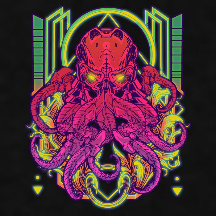 Cool Cybernetic Robot Octopus Squid Ladies PosiCharge Tri-Blend Wicking Tank