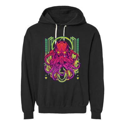 Cool Cybernetic Robot Octopus Squid Garment-Dyed Fleece Hoodie