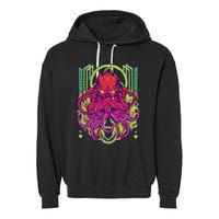 Cool Cybernetic Robot Octopus Squid Garment-Dyed Fleece Hoodie
