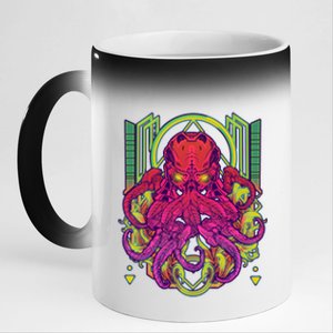 Cool Cybernetic Robot Octopus Squid 11oz Black Color Changing Mug