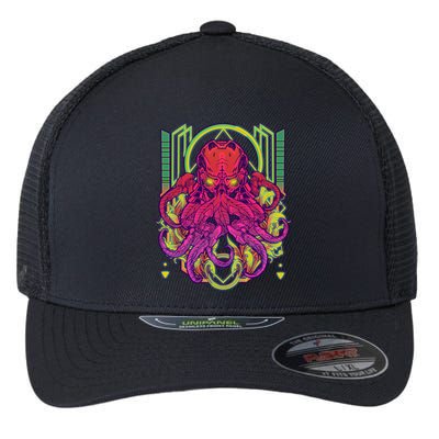 Cool Cybernetic Robot Octopus Squid Flexfit Unipanel Trucker Cap