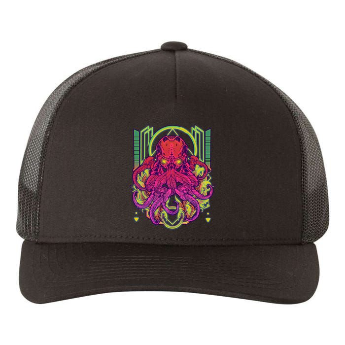 Cool Cybernetic Robot Octopus Squid Yupoong Adult 5-Panel Trucker Hat