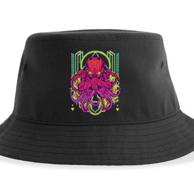 Cool Cybernetic Robot Octopus Squid Sustainable Bucket Hat