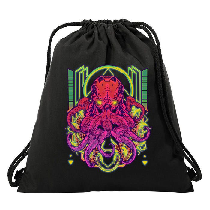 Cool Cybernetic Robot Octopus Squid Drawstring Bag