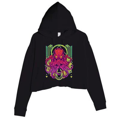 Cool Cybernetic Robot Octopus Squid Crop Fleece Hoodie