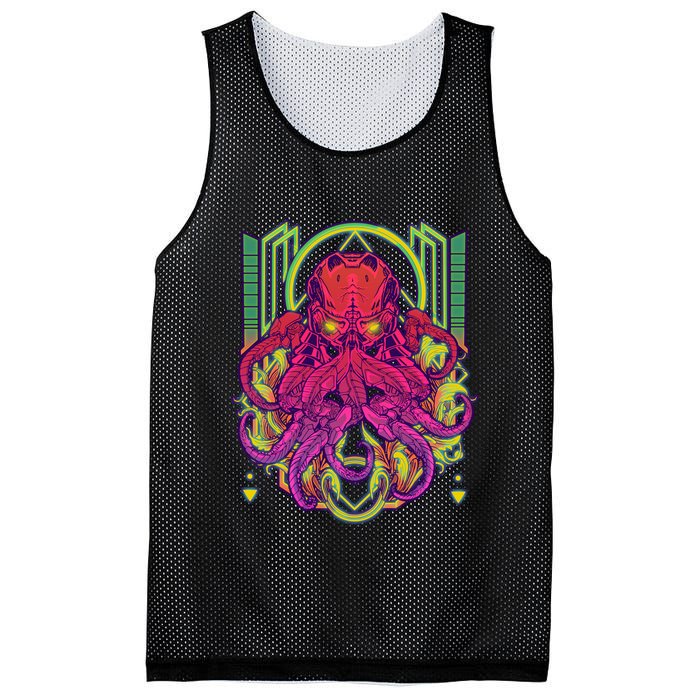 Cool Cybernetic Robot Octopus Squid Mesh Reversible Basketball Jersey Tank