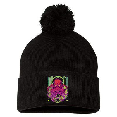Cool Cybernetic Robot Octopus Squid Pom Pom 12in Knit Beanie
