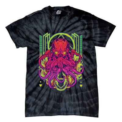 Cool Cybernetic Robot Octopus Squid Tie-Dye T-Shirt