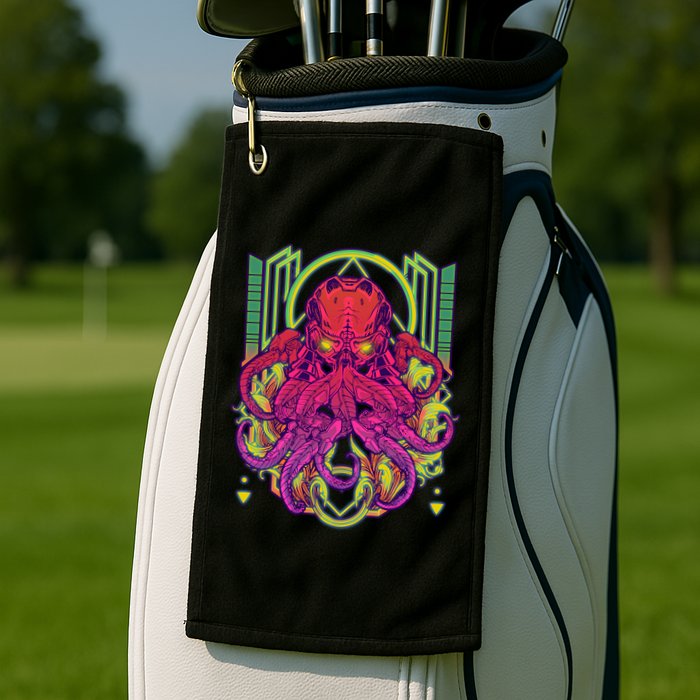 Cool Cybernetic Robot Octopus Squid Golf Towel