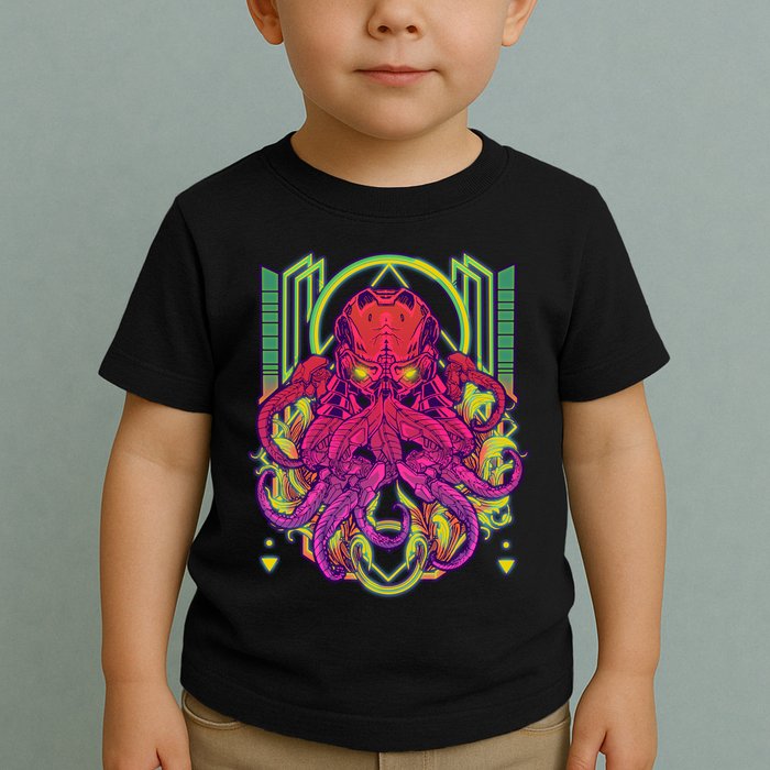 Cool Cybernetic Robot Octopus Squid Toddler T-Shirt