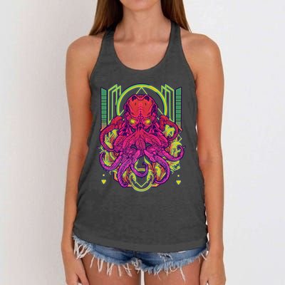 Cool Cybernetic Robot Octopus Squid Women's Knotted Racerback Tank