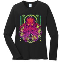 Cool Cybernetic Robot Octopus Squid Ladies Long Sleeve Shirt