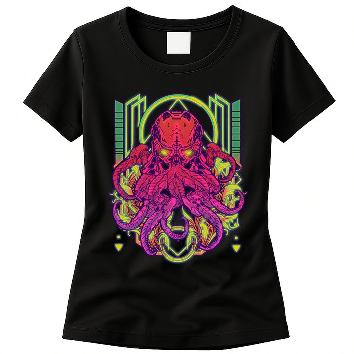 Cool Cybernetic Robot Octopus Squid Womens T-Shirt