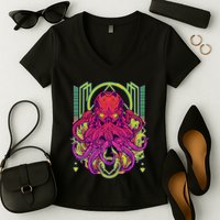Cool Cybernetic Robot Octopus Squid Women's V-Neck T-Shirt