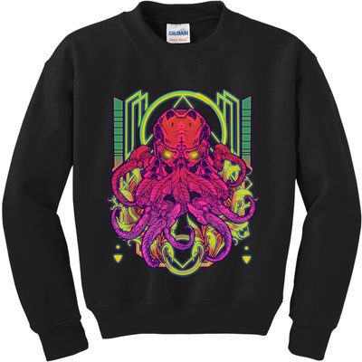 Cool Cybernetic Robot Octopus Squid Kids Sweatshirt