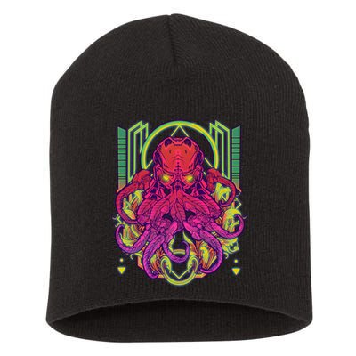 Cool Cybernetic Robot Octopus Squid Short Acrylic Beanie