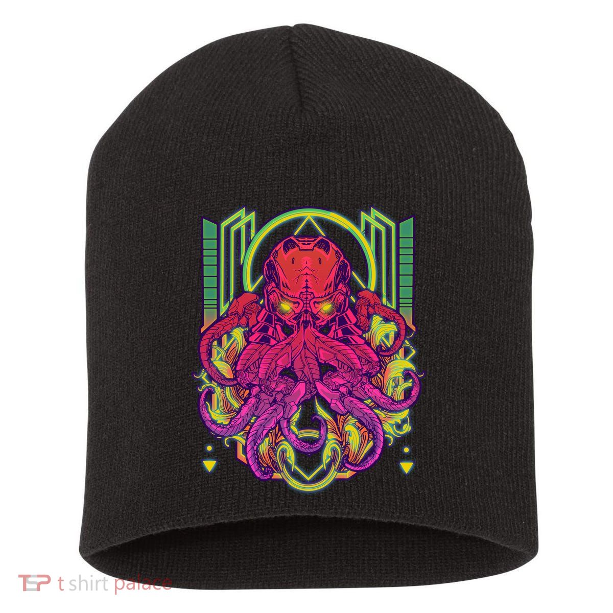 Cool Cybernetic Robot Octopus Squid Short Acrylic Beanie