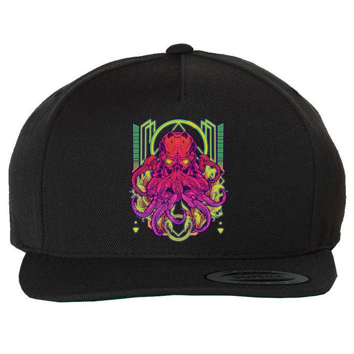 Cool Cybernetic Robot Octopus Squid Wool Snapback Cap