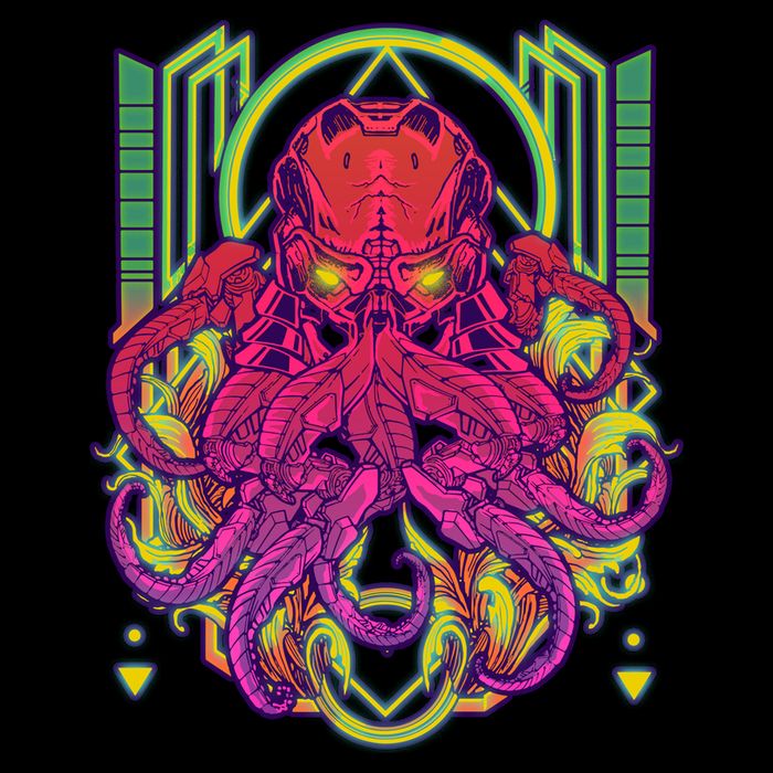 Cool Cybernetic Robot Octopus Squid Wool Snapback Cap