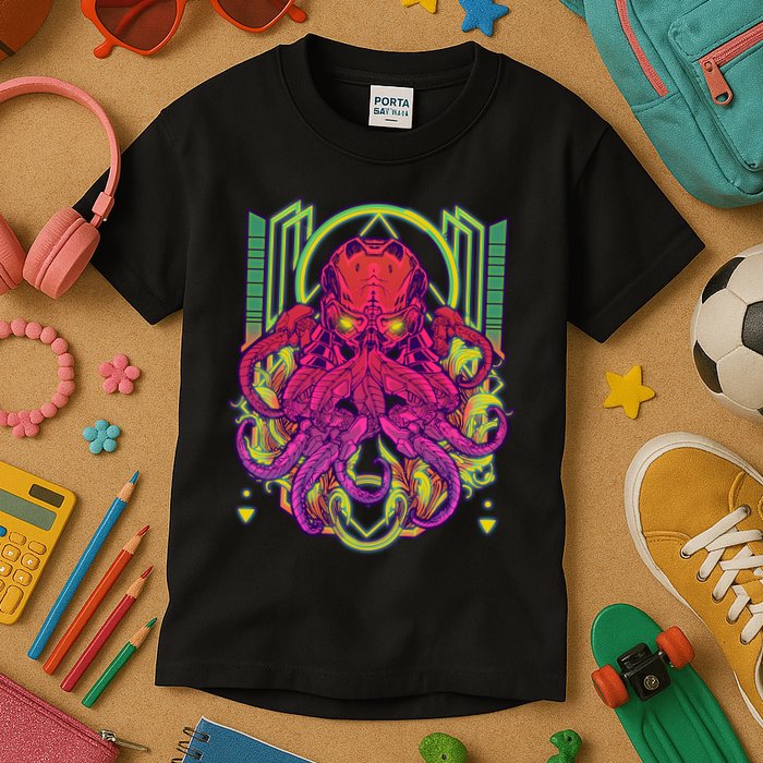 Cool Cybernetic Robot Octopus Squid Kids T-Shirt