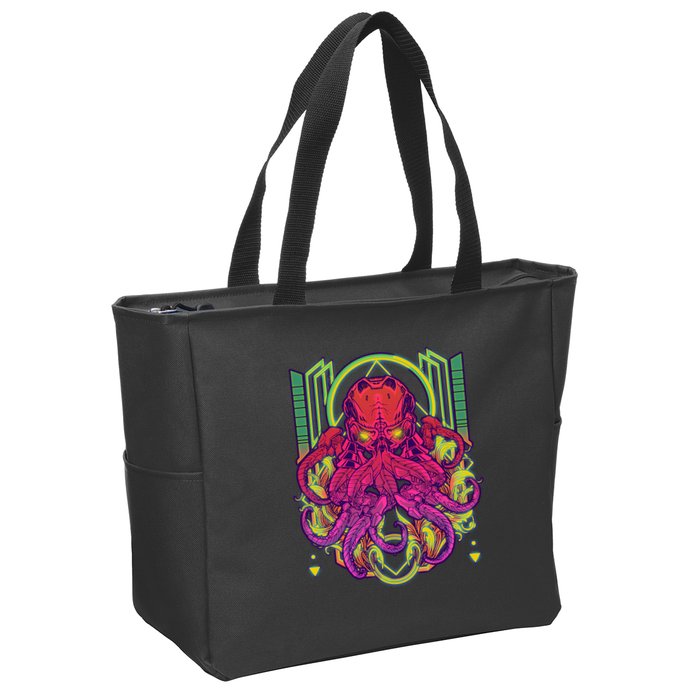 Cool Cybernetic Robot Octopus Squid Zip Tote Bag