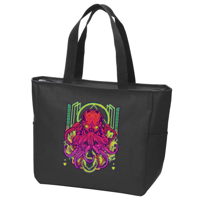 Cool Cybernetic Robot Octopus Squid Zip Tote Bag