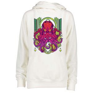 Cool Cybernetic Robot Octopus Squid Womens Funnel Neck Pullover Hood