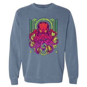 Cool Cybernetic Robot Octopus Squid Garment-Dyed Sweatshirt