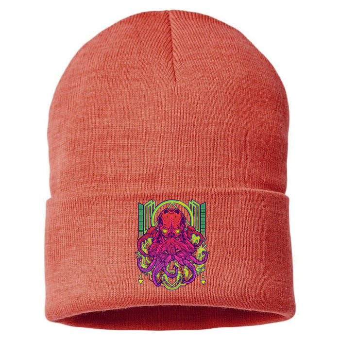 Cool Cybernetic Robot Octopus Squid Sustainable Knit Beanie