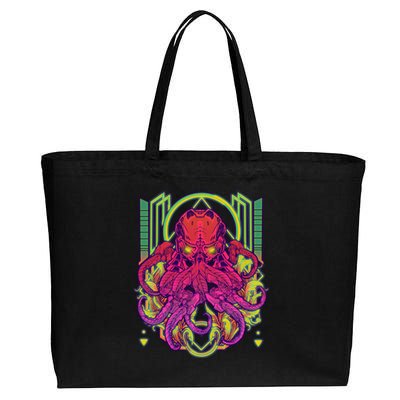 Cool Cybernetic Robot Octopus Squid Cotton Canvas Jumbo Tote